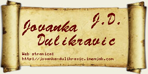 Jovanka Dulikravić vizit kartica